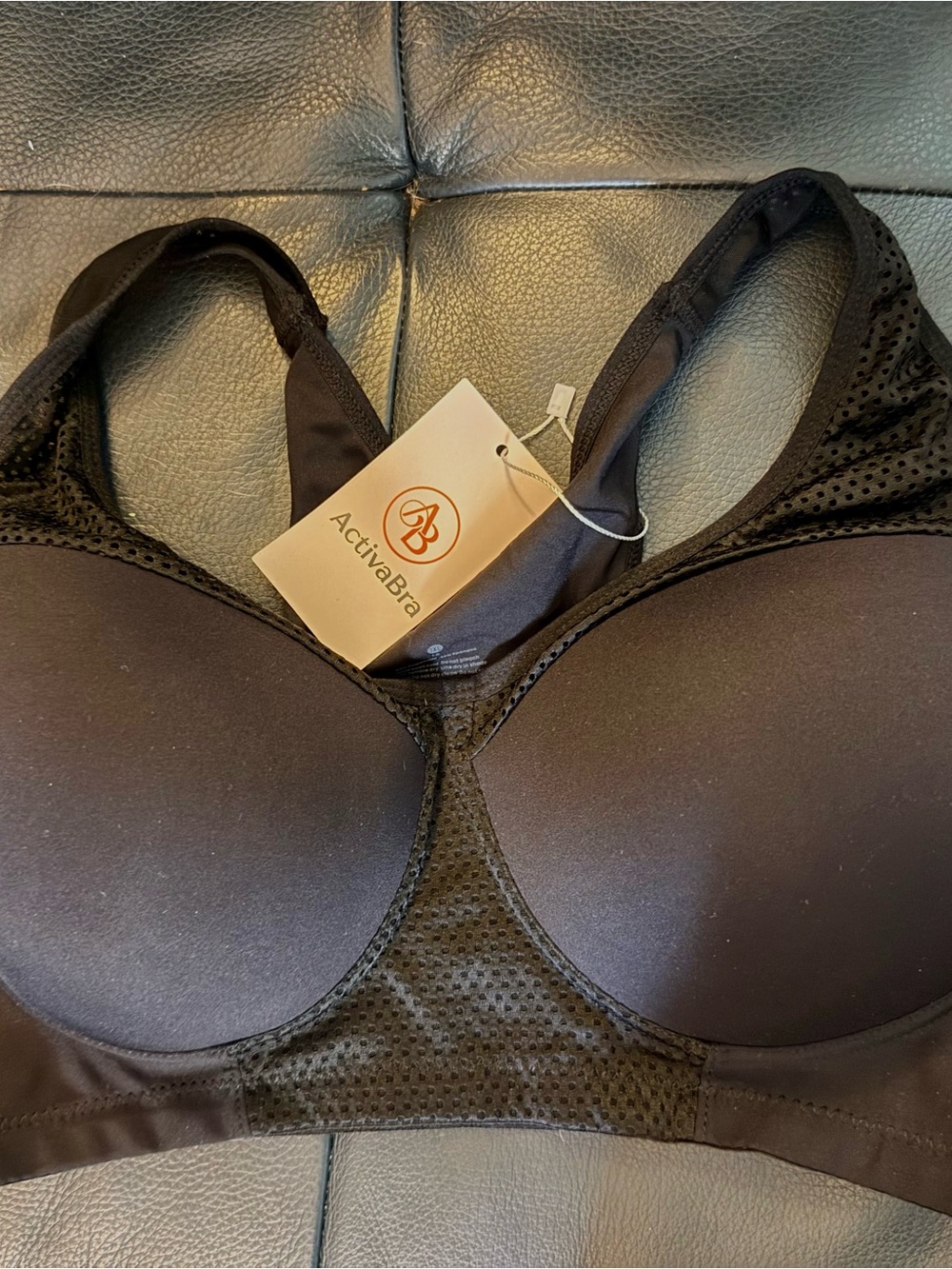 Active USA Black Padded Mesh Sports Bra